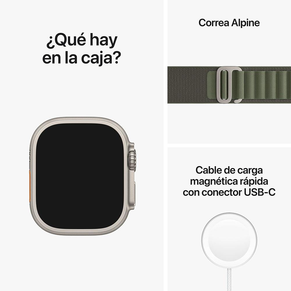 Apple Watch Ultra (GPS + Cellular) - Caja de titanio de 49 mm - Correa Loop Alpine verde - Talla S