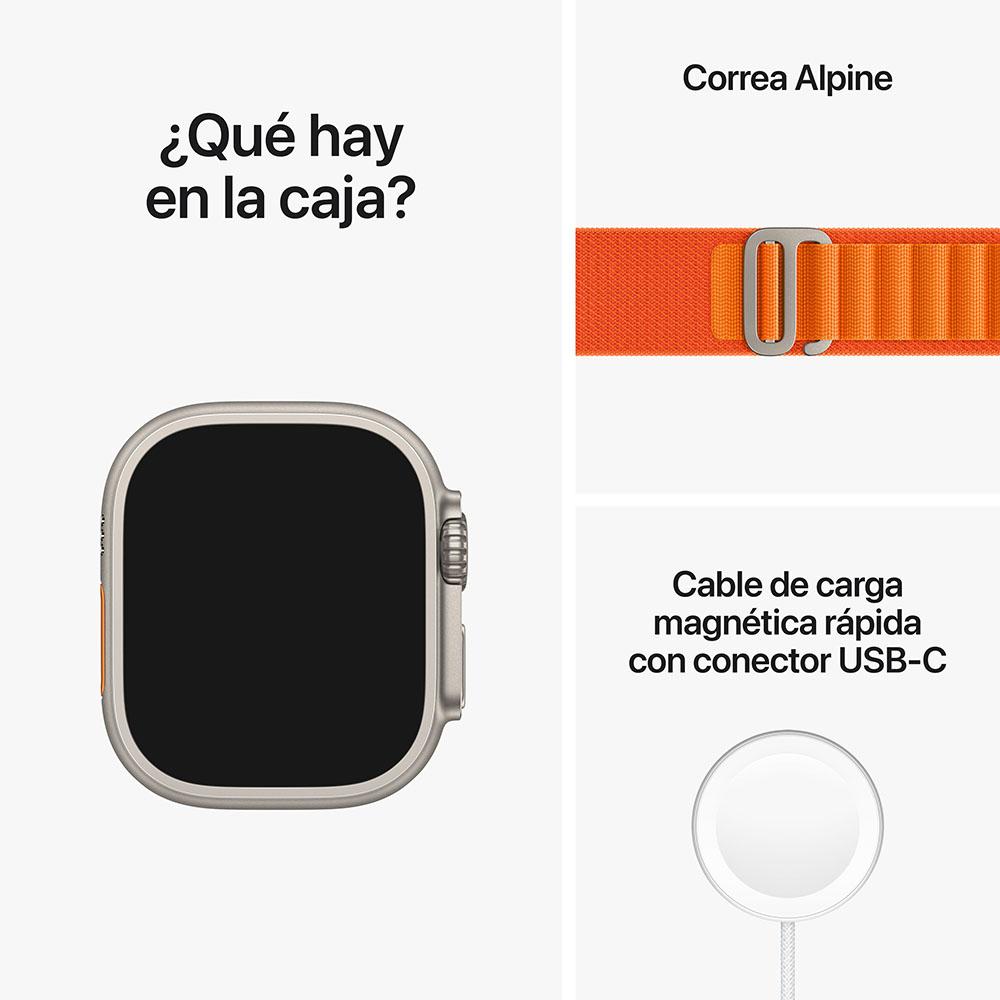 Apple Watch Ultra (GPS + Cellular) - Caja de titanio de 49 mm - Correa Loop Alpine naranja - Talla M