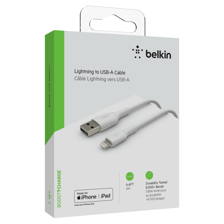 Cargador para carro de Belkin (2.4 A/12 W) con cable Lightning integrado -  Apple (MX)