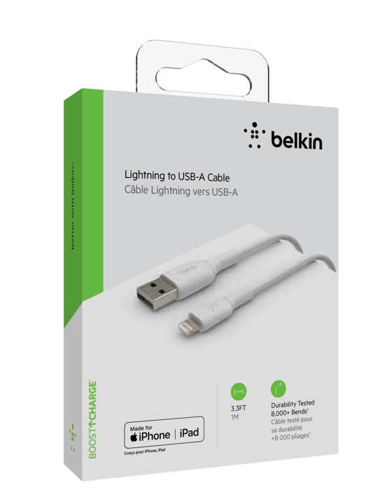 Cable Belkin USB-A a Lightning - 1M - Mixit - Blanco