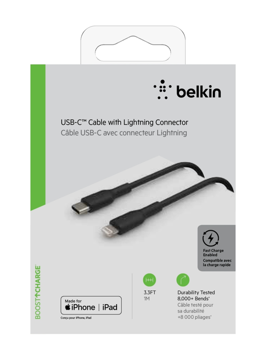 Cable Belkin USB-C a Lightning - 1M - Mixit - Negro