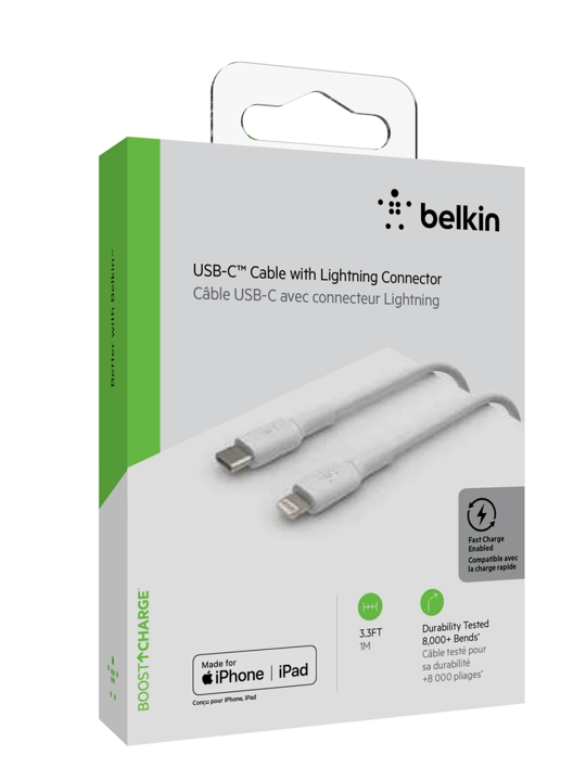 Cable Belkin USB-C a Lightning - 1M - Mixit - Blanco