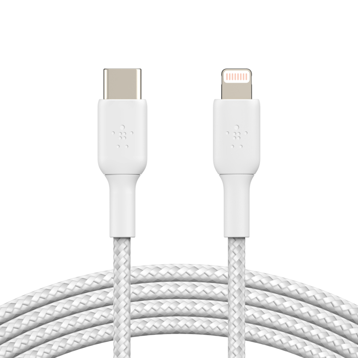 Cable Belkin USB-C a Lightning - 1M - Trenzado - Blanco