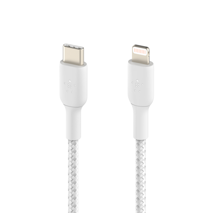 Cable Belkin USB-C a Lightning - 1M - Trenzado - Blanco