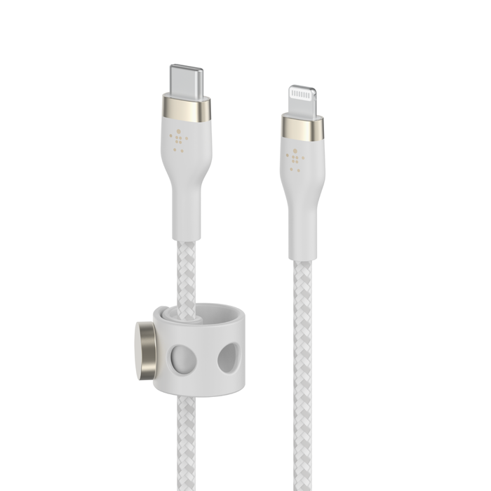 Cable Belkin USB-C a Lightning - 3M - Pro Flex - Blanco