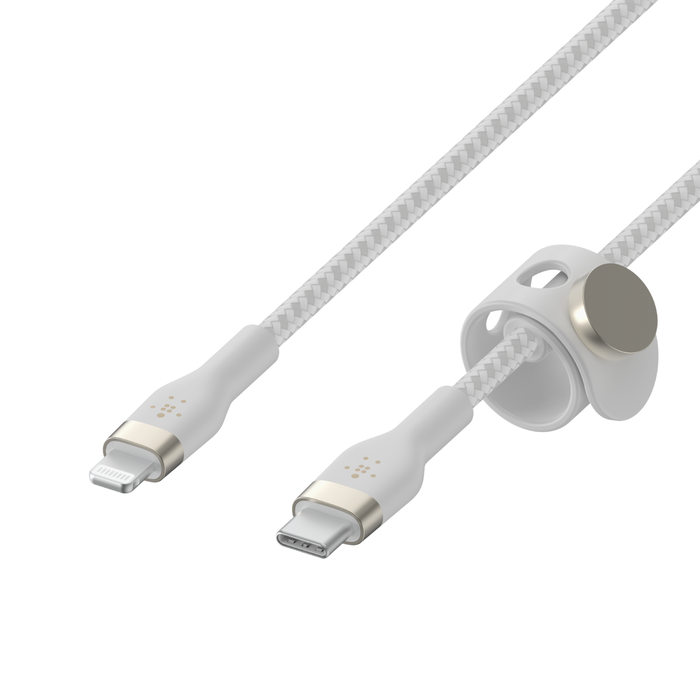 Cable Belkin USB-C a Lightning - 3M - Pro Flex - Blanco