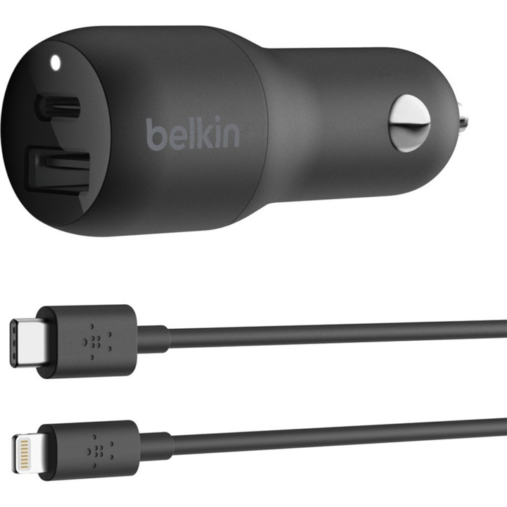 Cargador Belkin Boost Para Carro USB-C PD + USB-A de 32W - Negro