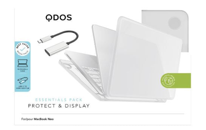 CARCASA QDOS PACK + ADAPTADOR USBC A HDMI PARA MACBOOKNEO SILVER