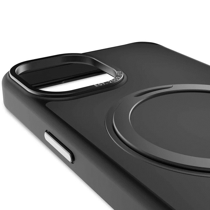 Case de soporte de lazo transparente de plastico reciclado para iPhone 15 -  Negro Esmerilado