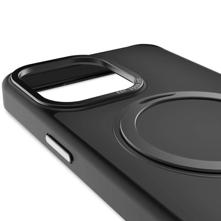 Case de soporte de lazo transparente de plastico reciclado para iPhone 15 Pro -  Negro Esmerilado