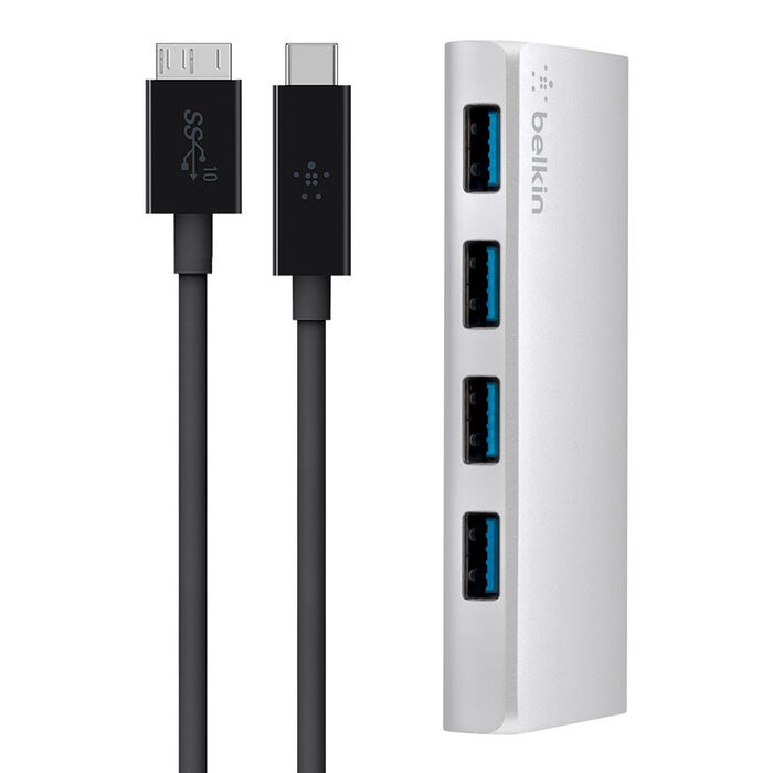 Concentrador BELKIN USB 3.0 de 4 puertos + cable USB-C (USB tipo C)