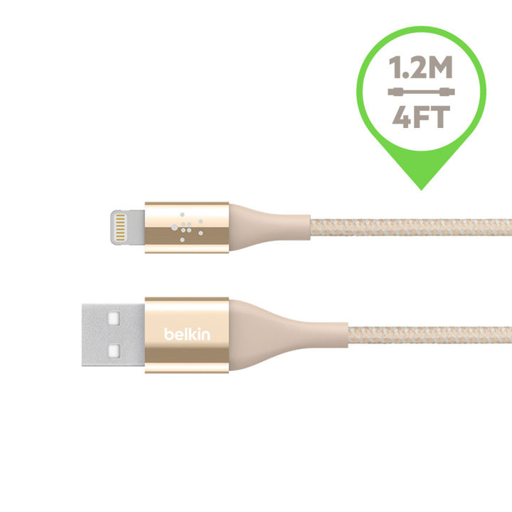 Cable Belkin USB-A a Lightning - 1.2M - DuraTek Plus - Dorado