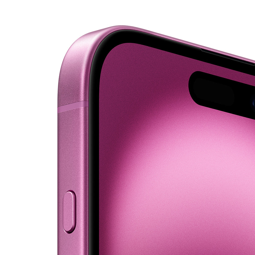 iPhone 16 Plus en color rosa de 128 GB: un smartphone que destaca por su elegancia. Conócelo en Mac Center Colombia.