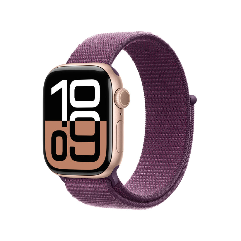 Apple_Watch_Series_10_42mm_GPS_Rose_Gold_Aluminum_Sport_Loop_Plum_PDP_Image_Position_1__COES