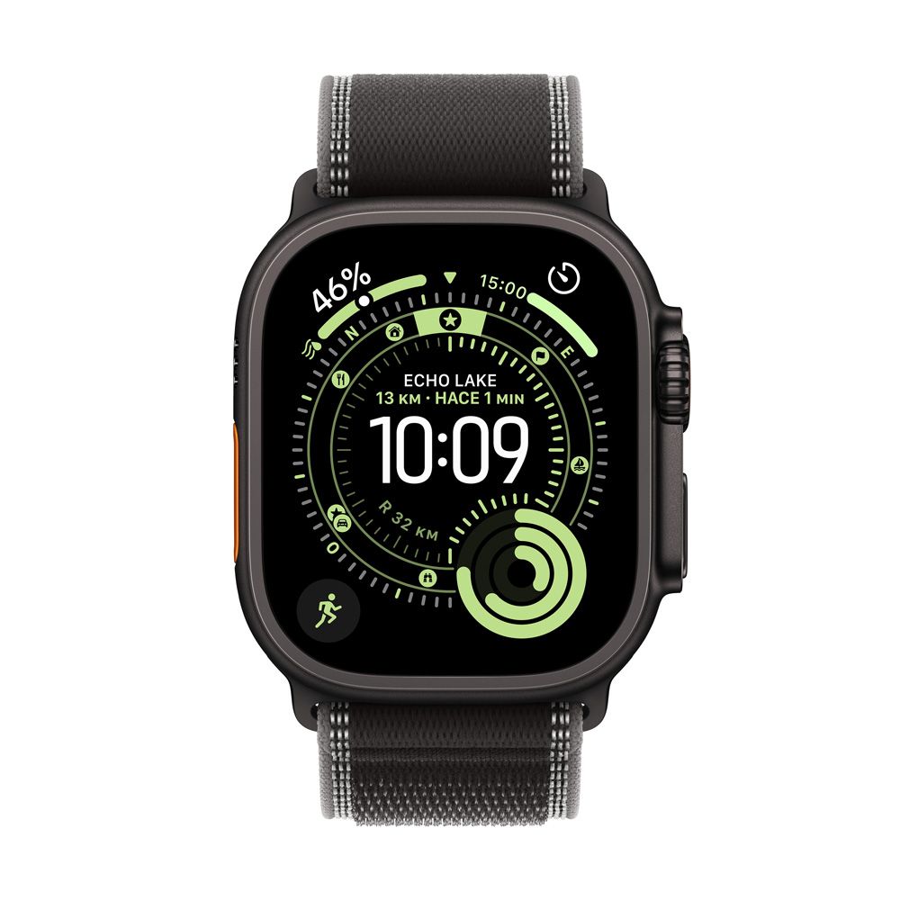 Apple Watch Ultra 3 GPS + Cellular • Caja de titanio negro de 49 mm • Correa Trail negro/carbón - M/L