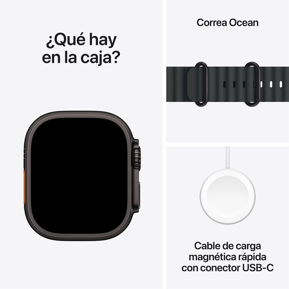 Apple Watch Ultra 3 GPS + Cellular • Caja de titanio negro de 49 mm • Correa Ocean negra