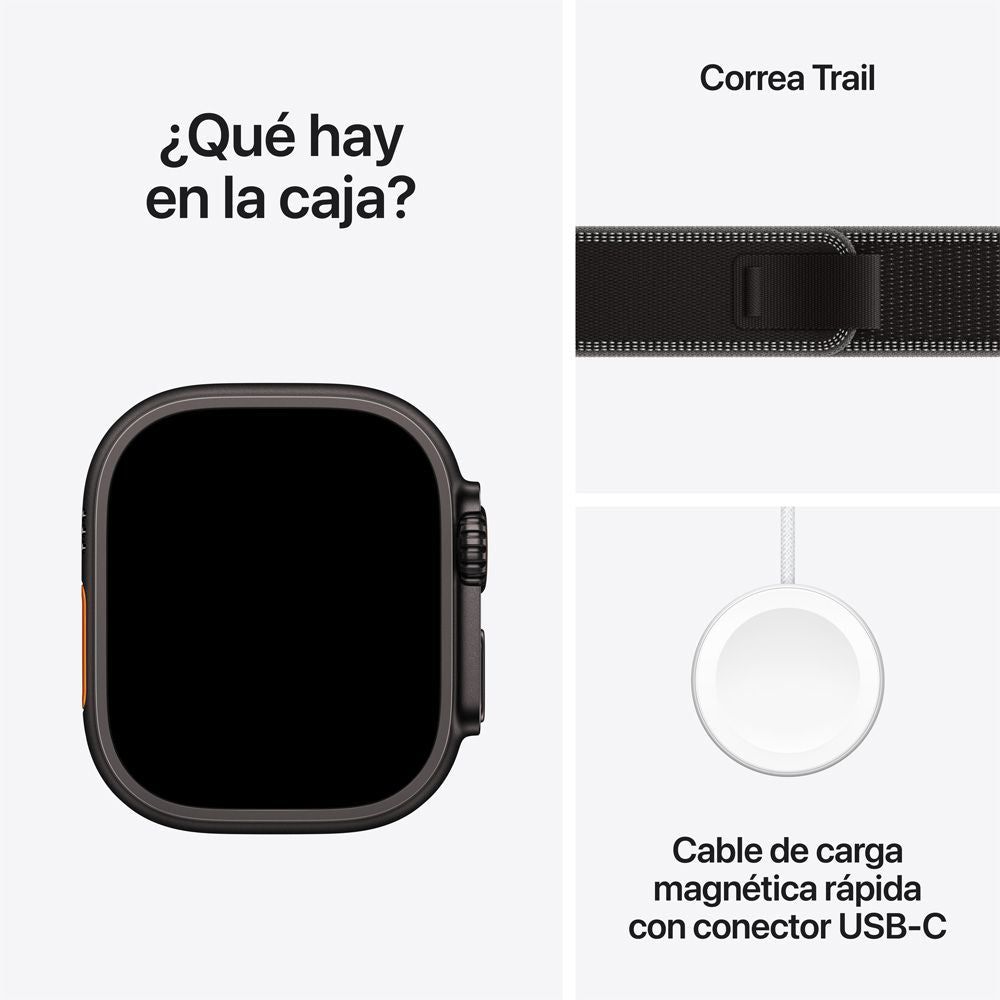 Apple Watch Ultra 3 GPS + Cellular • Caja de titanio negro de 49 mm • Correa Trail negro/carbón - M/L