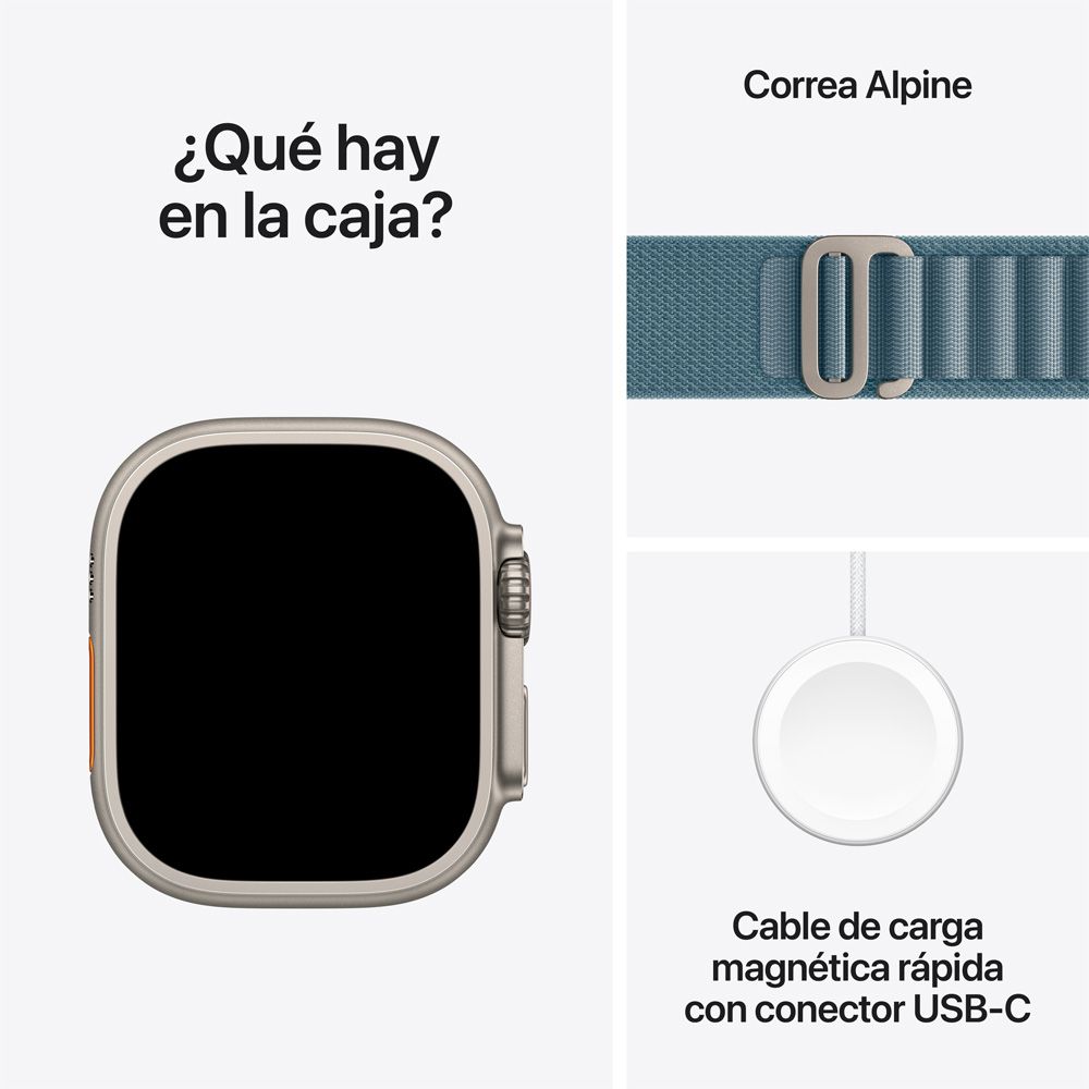 Apple Watch Ultra 3 GPS + Cellular • Caja de titanio natural de 49 mm • Correa Alpine azul claro - L