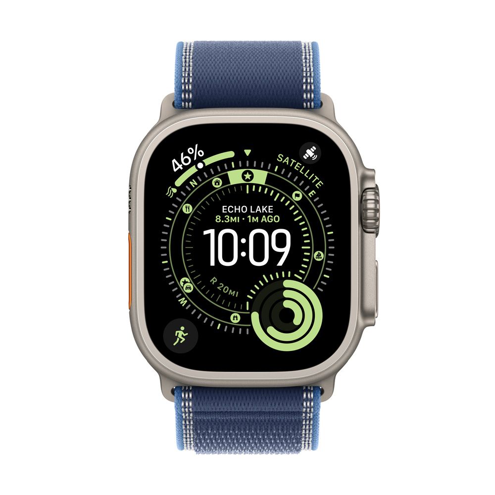 Apple Watch Ultra 3 GPS + Cellular • Caja de titanio natural de 49 mm • Correa Trail azul/azul brillante - M/L