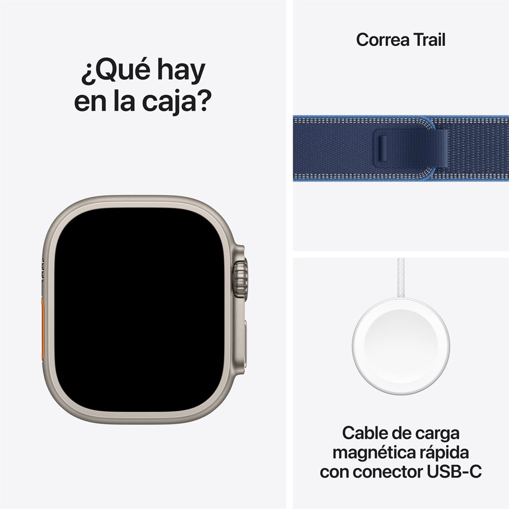 Apple Watch Ultra 3 GPS + Cellular • Caja de titanio natural de 49 mm • Correa Trail azul/azul brillante - M/L