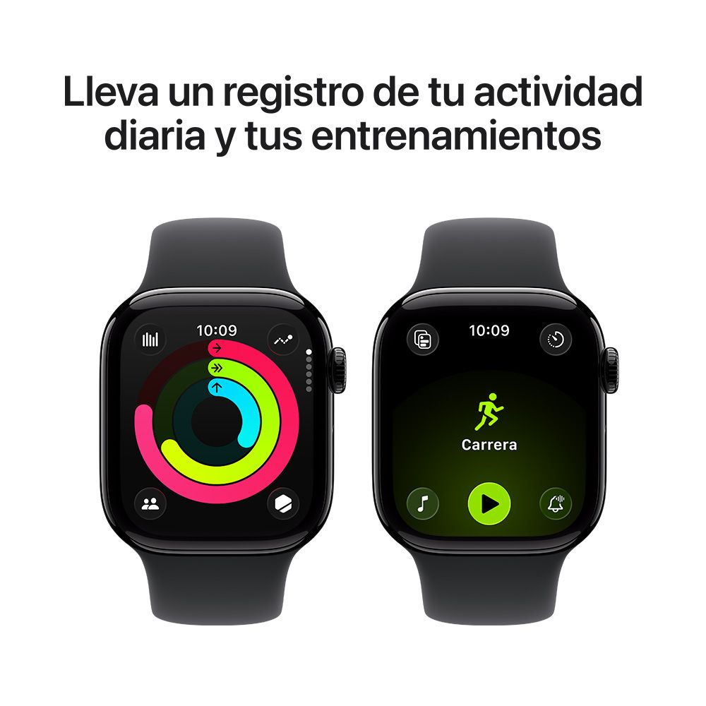 Apple Watch Series 11 GPS • Caja de aluminio negro azabache de 42 mm • Correa deportiva negra – S/M