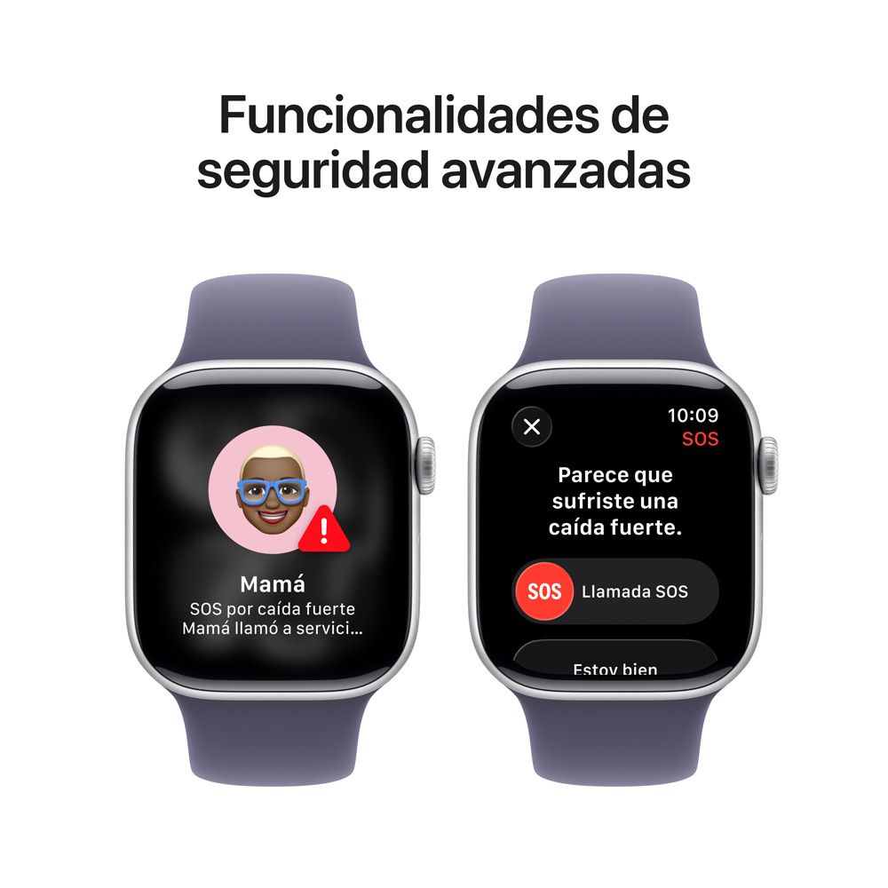 Apple Watch Series 11 GPS • Caja de aluminio color plata de 42 mm • Correa deportiva morado niebla – S/M