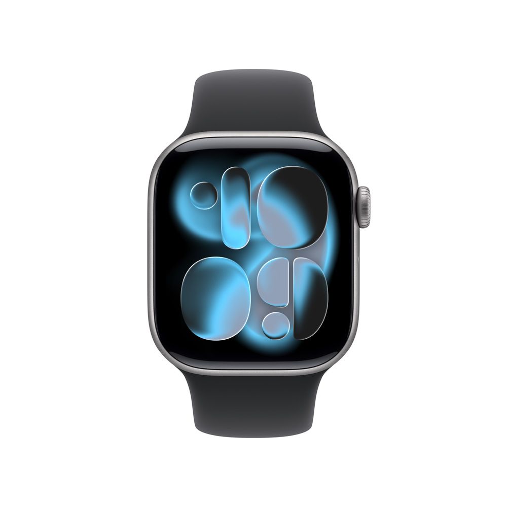 Apple Watch Series 11 GPS • Caja de aluminio gris espacial de 42 mm • Correa deportiva negra – S/M