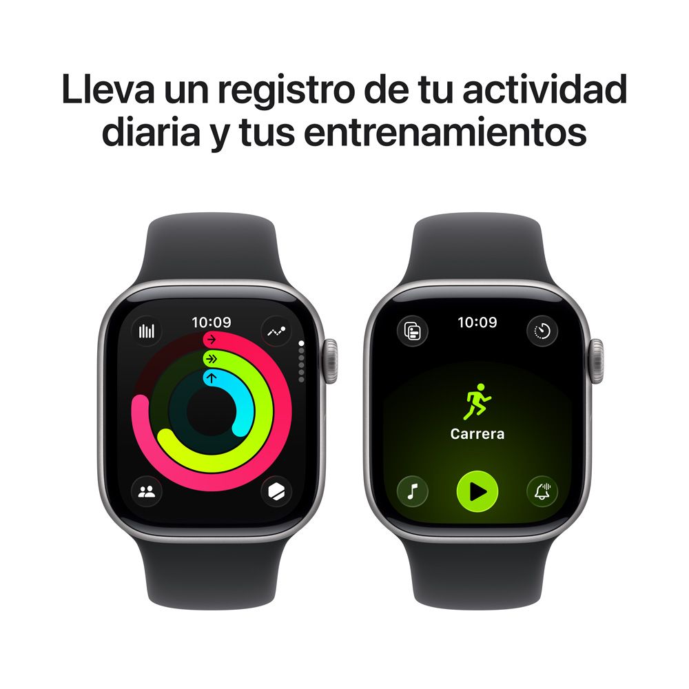 Apple Watch Series 11 GPS • Caja de aluminio gris espacial de 42 mm • Correa deportiva negra – S/M