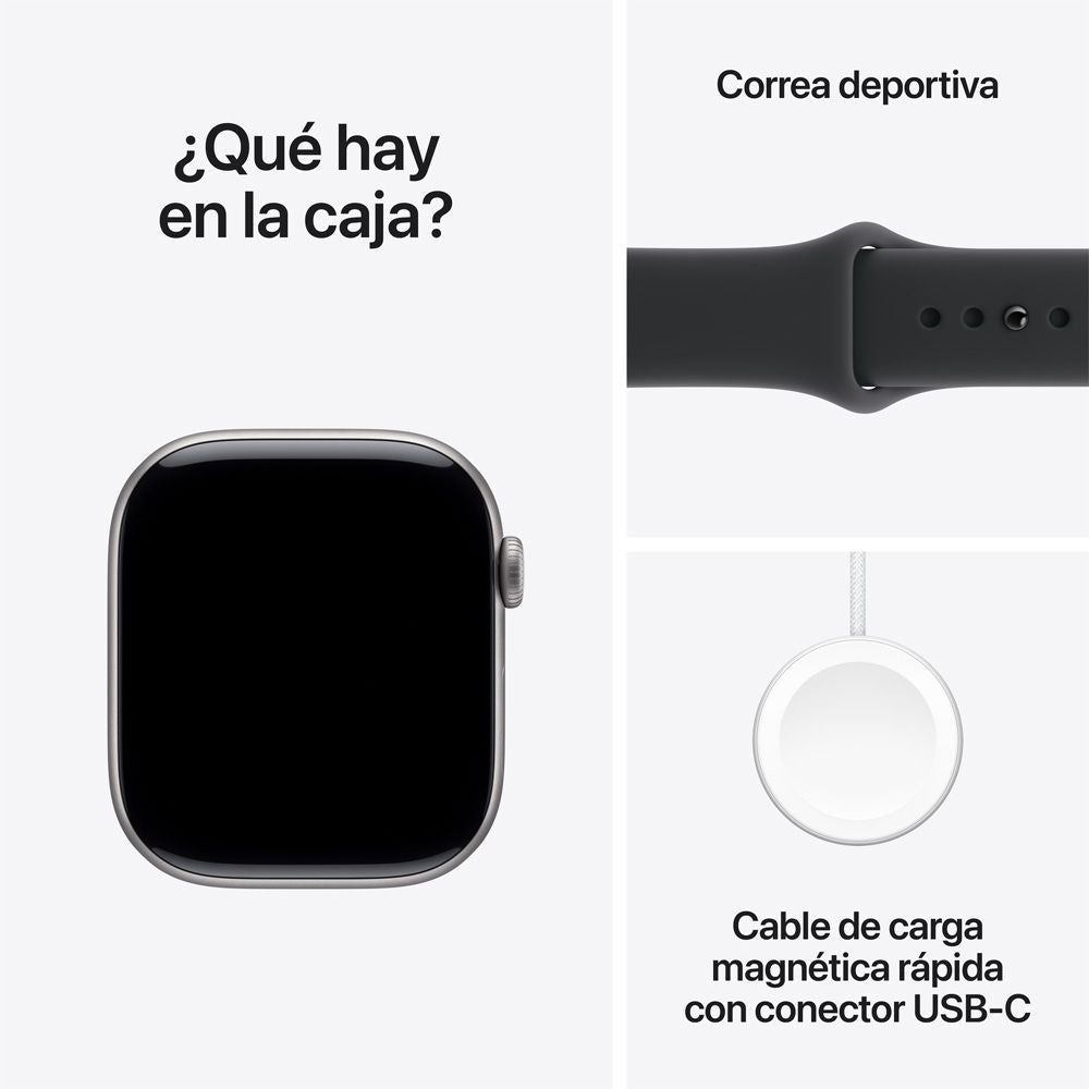 Apple Watch Series 11 GPS • Caja de aluminio gris espacial de 46 mm • Correa deportiva negra – M/L