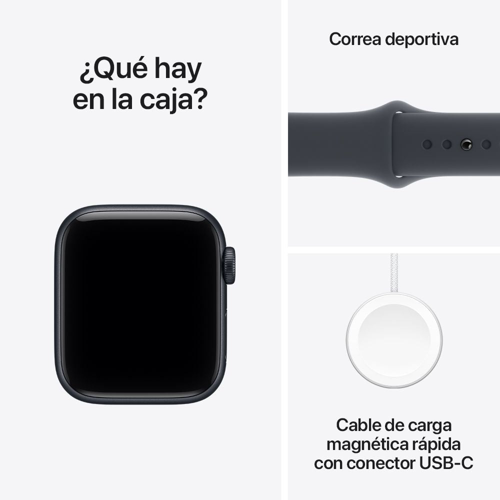 Apple Watch SE 3 GPS • Caja de aluminio color medianoche de 40 mm • Correa deportiva color medianoche - S/M