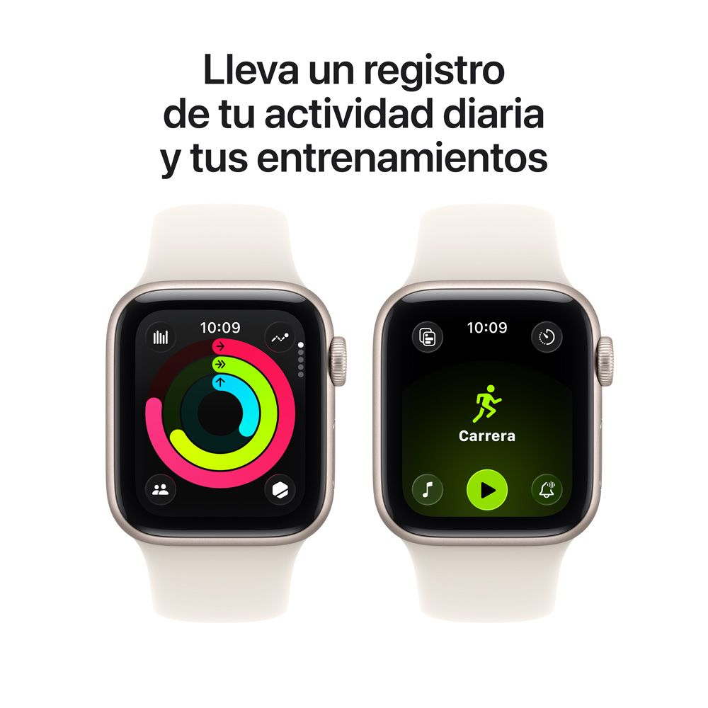 Apple Watch SE 3 GPS • Caja de aluminio blanco estelar de 40 mm • Correa deportiva blanco estelar - S/M