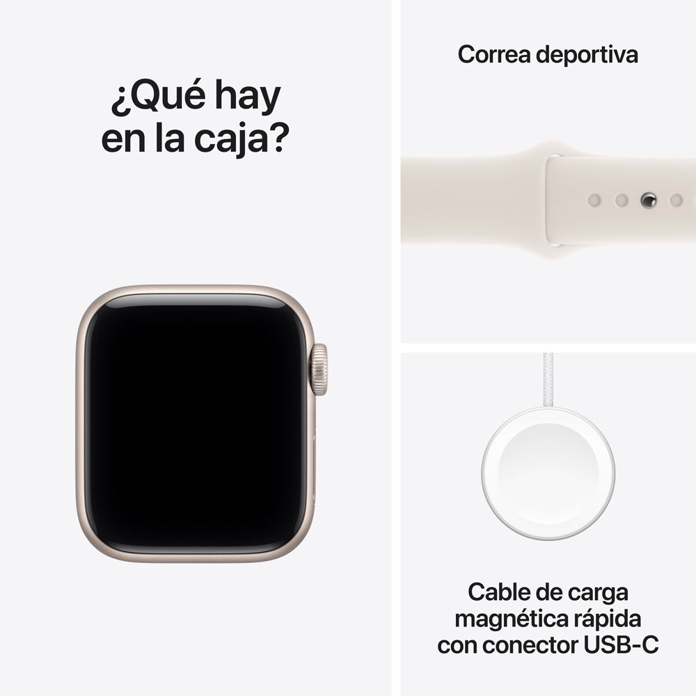 Apple Watch SE 3 GPS + Cellular • Caja de aluminio blanco estelar de 40 mm • Correa deportiva blanco estelar - S/M