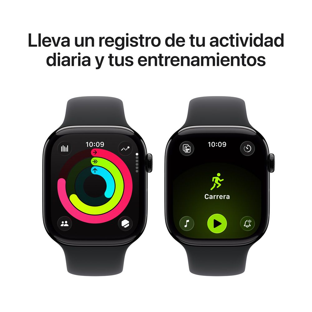 Apple Watch Series 11 GPS + Cellular • Caja de aluminio negro azabache de 46 mm • Correa deportiva negra – M/L