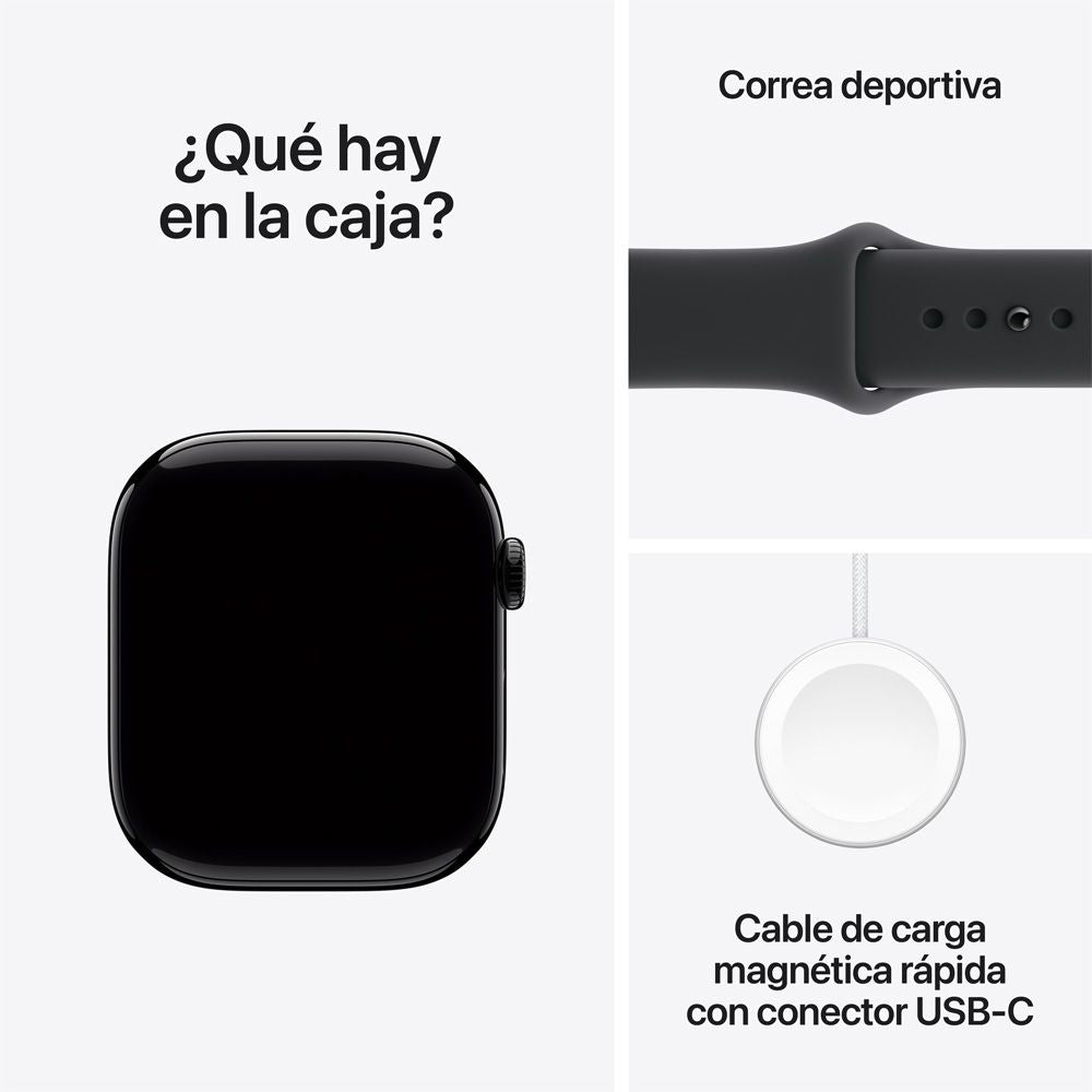 Apple Watch Series 11 GPS + Cellular • Caja de aluminio negro azabache de 46 mm • Correa deportiva negra – M/L