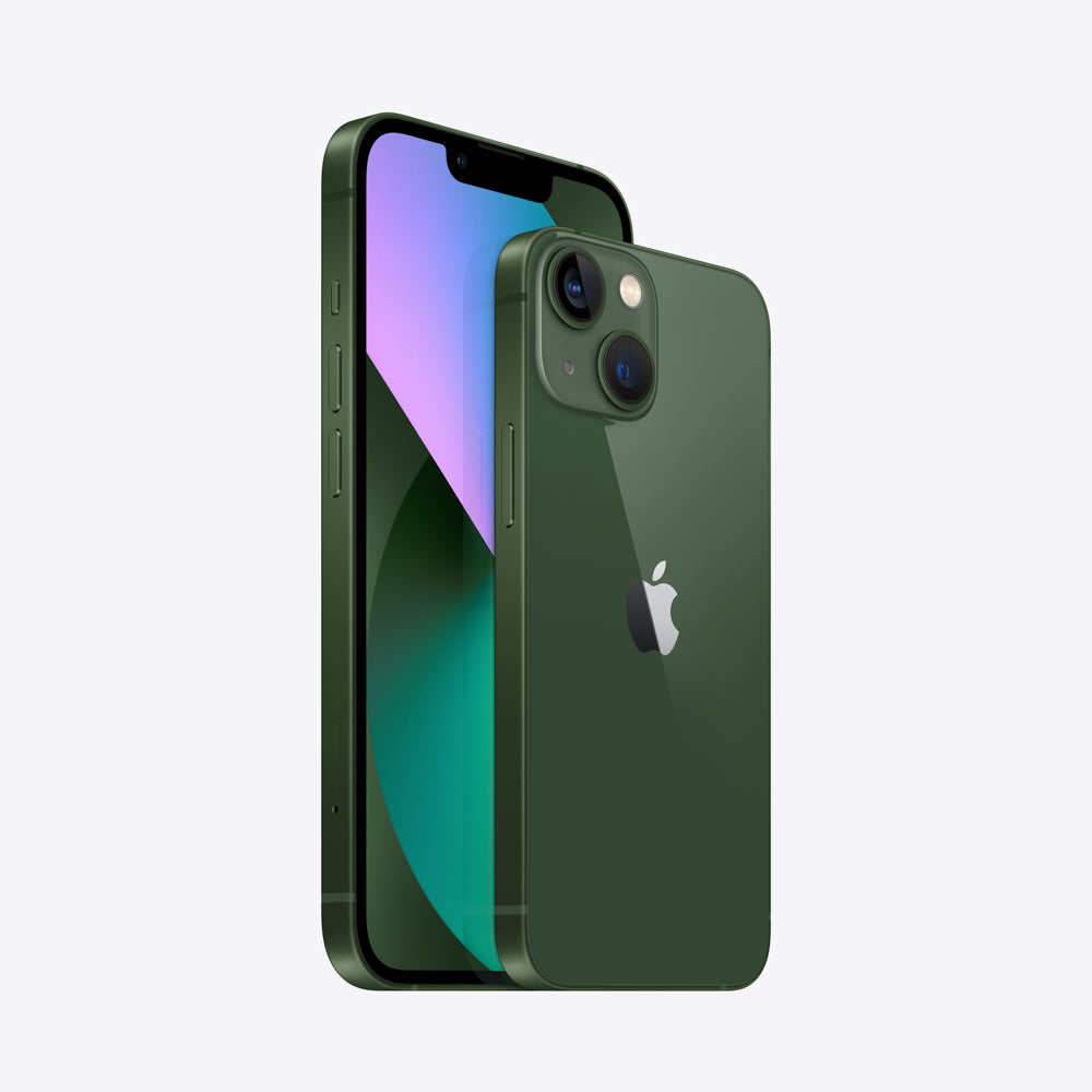 iPhone 13 color verde con sistema de cámara dual y chip A15 Bionic