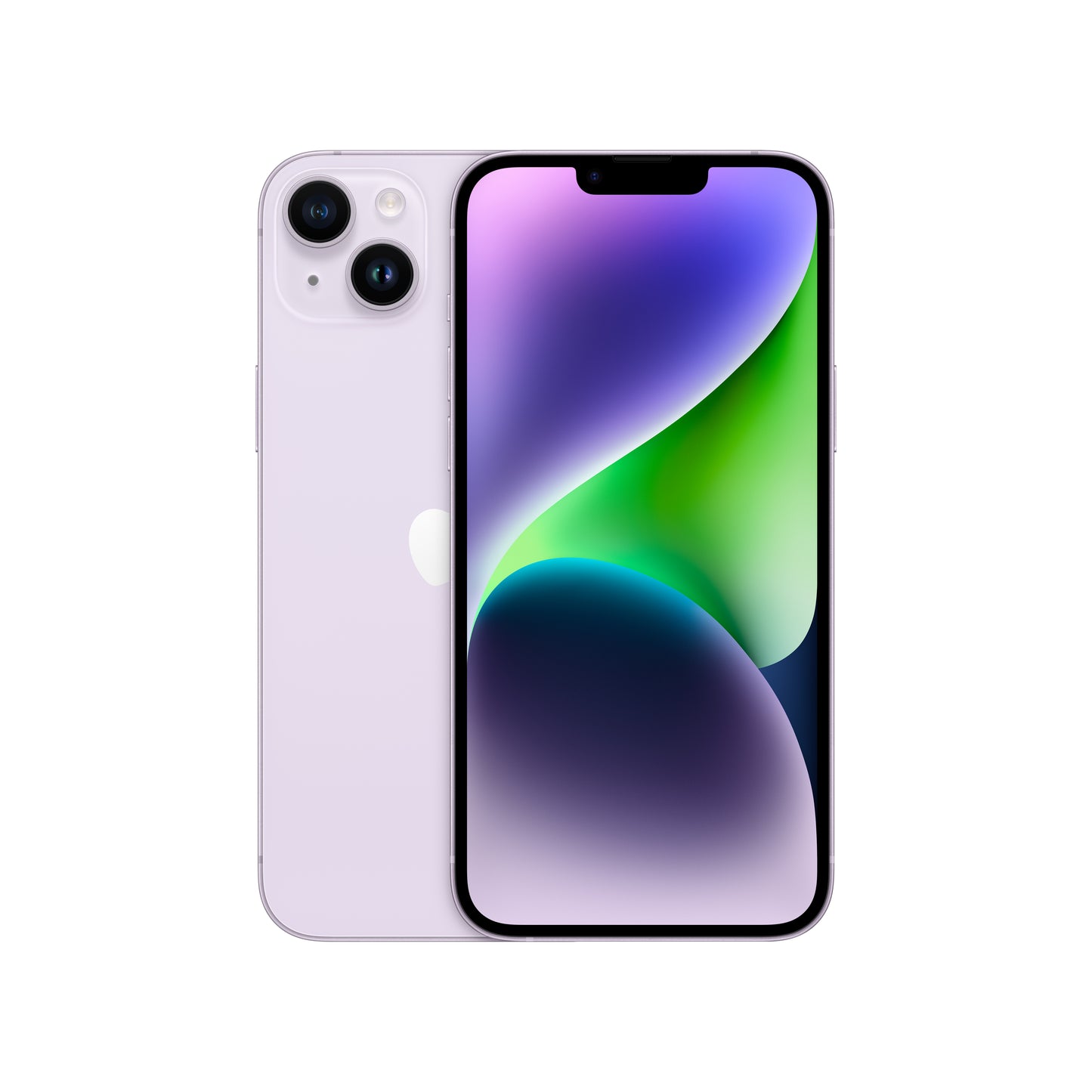 iPhone 14 Plus púrpura con cámara dual y diseño delgado 