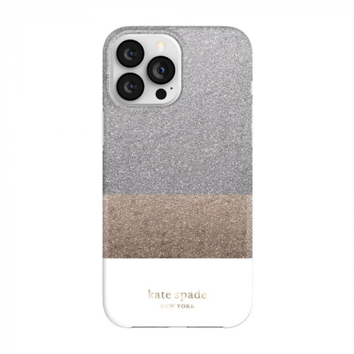 Case Kate Spade NY para iPhone 13 Pro Max- Bloque Blanco/Plata/Oro/Glitter