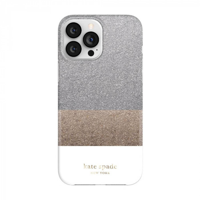 Case KATE SPADE NY Para iPhone 13 Pro Max- Bloque Blanco/Plata/Oro/Glitter