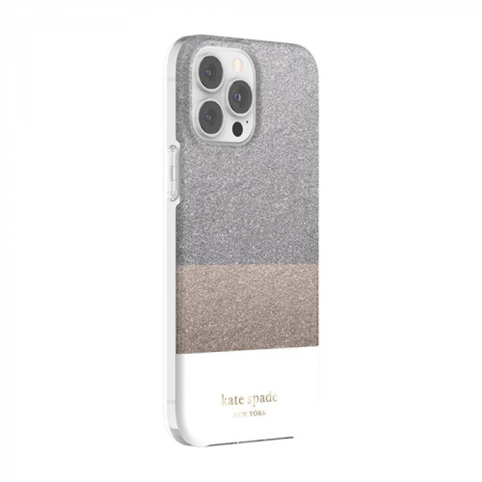 Case Kate Spade NY para iPhone 13 Pro Max- Bloque Blanco/Plata/Oro/Glitter