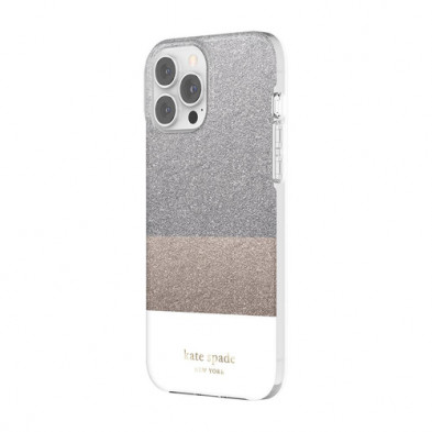 Case Kate Spade NY para iPhone 13 Pro Max- Bloque Blanco/Plata/Oro/Glitter