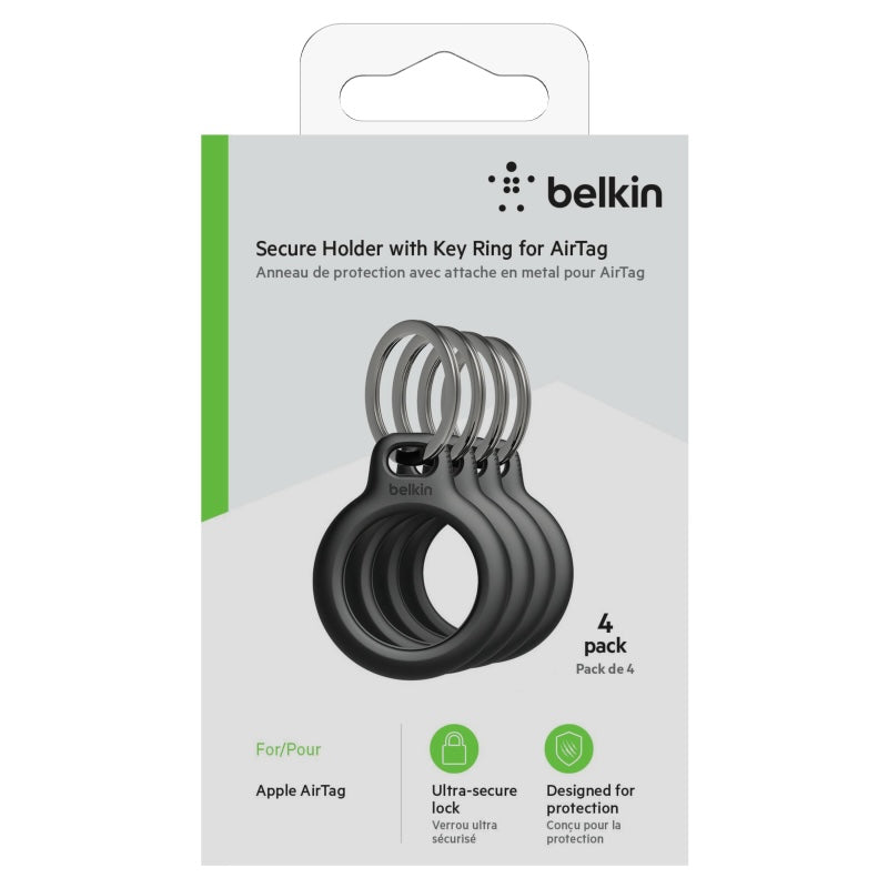 PROTECTOR BELKIN PARA AIRTAG TIPO LLAVERO X 4 - BLACK