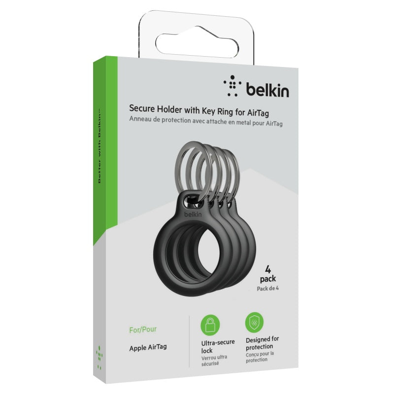 PROTECTOR BELKIN PARA AIRTAG TIPO LLAVERO X 4 - BLACK