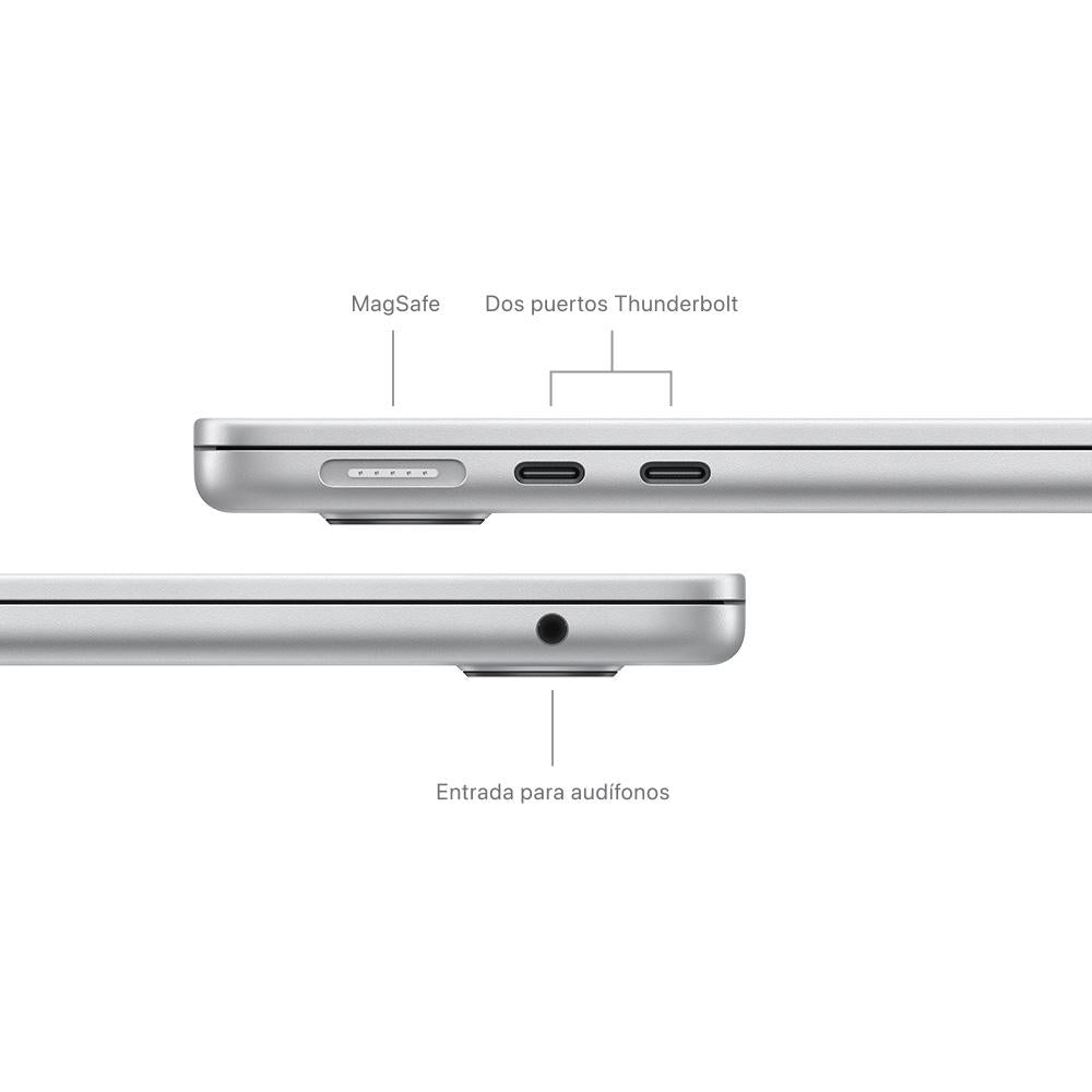 MacBook Air de 13 pulgadas: Chip M3 de Apple con CPU de 8 núcleos y GPU de 10 núcleos, 512 GB SSD - Plata