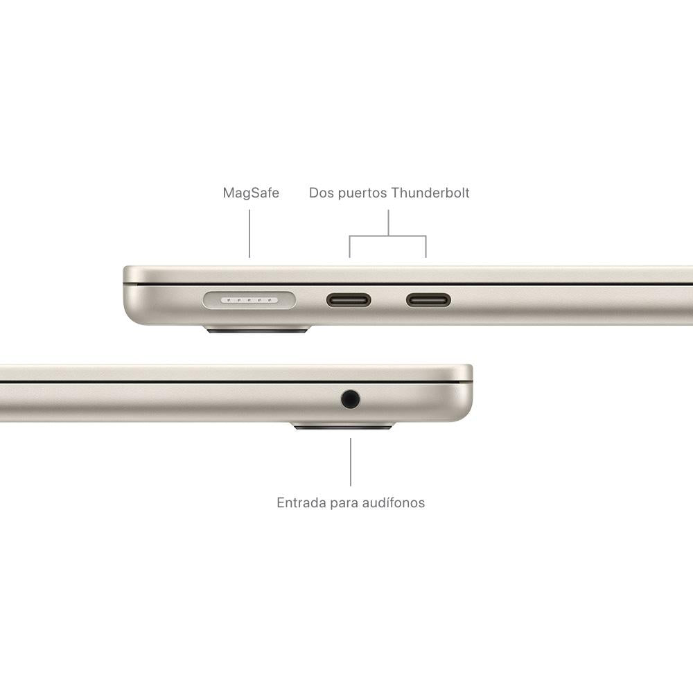 MacBook Air de 13 pulgadas: Chip M3 de Apple con CPU de 8 núcleos y GPU de 10 núcleos, 512 GB SSD - Blanco estrella