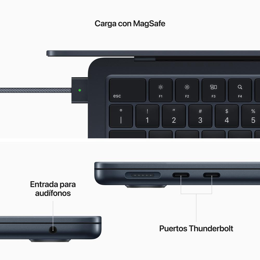 MacBook Air de 13 pulgadas: Chip M2 de Apple con CPU de ocho núcleos y GPU de ocho núcleos, 256 GB SSD - Azul medianoche