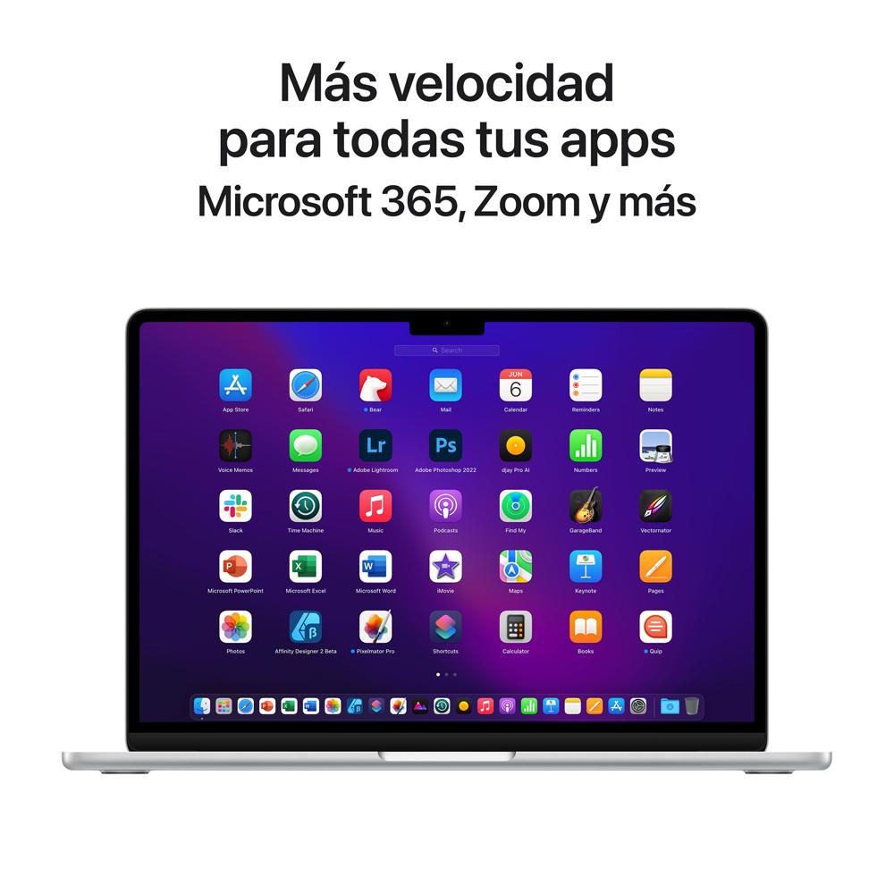MacBook Air de 13 pulgadas: Chip M2 de Apple con CPU de ocho núcleos y GPU de diez núcleos, 512 GB SSD - Plata