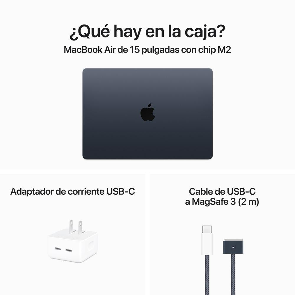 MacBook Air de 15 pulgadas: Chip M2 de Apple con CPU de ocho núcleos y GPU de diez núcleos, 512 GB SSD - Azul medianoche