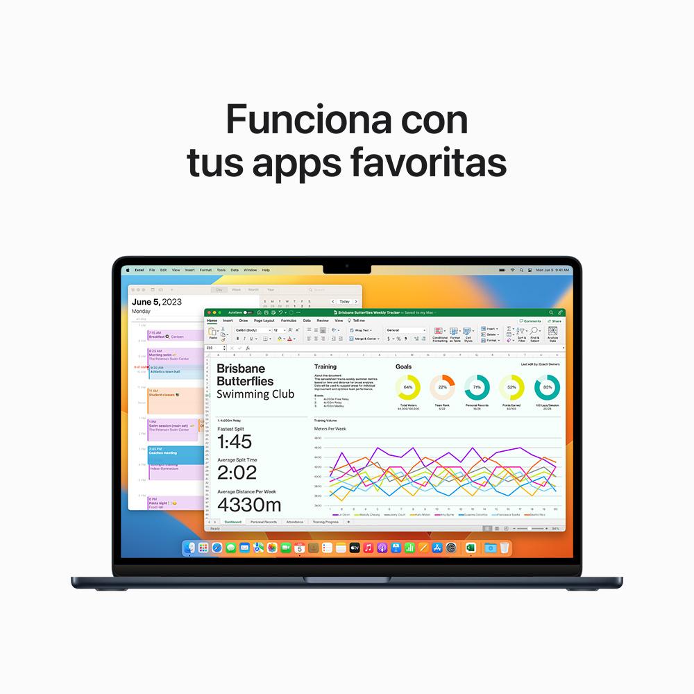 MacBook Air de 15 pulgadas: Chip M2 de Apple con CPU de ocho núcleos y GPU de diez núcleos, 512 GB SSD - Azul medianoche