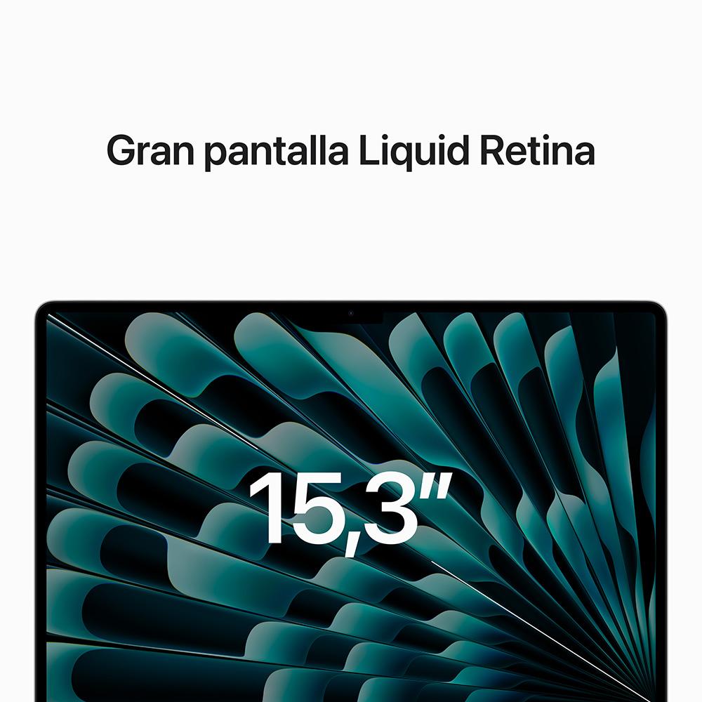 MacBook Air de 15 pulgadas: Chip M2 de Apple con CPU de ocho núcleos y GPU de diez núcleos, 512 GB SSD - Plata