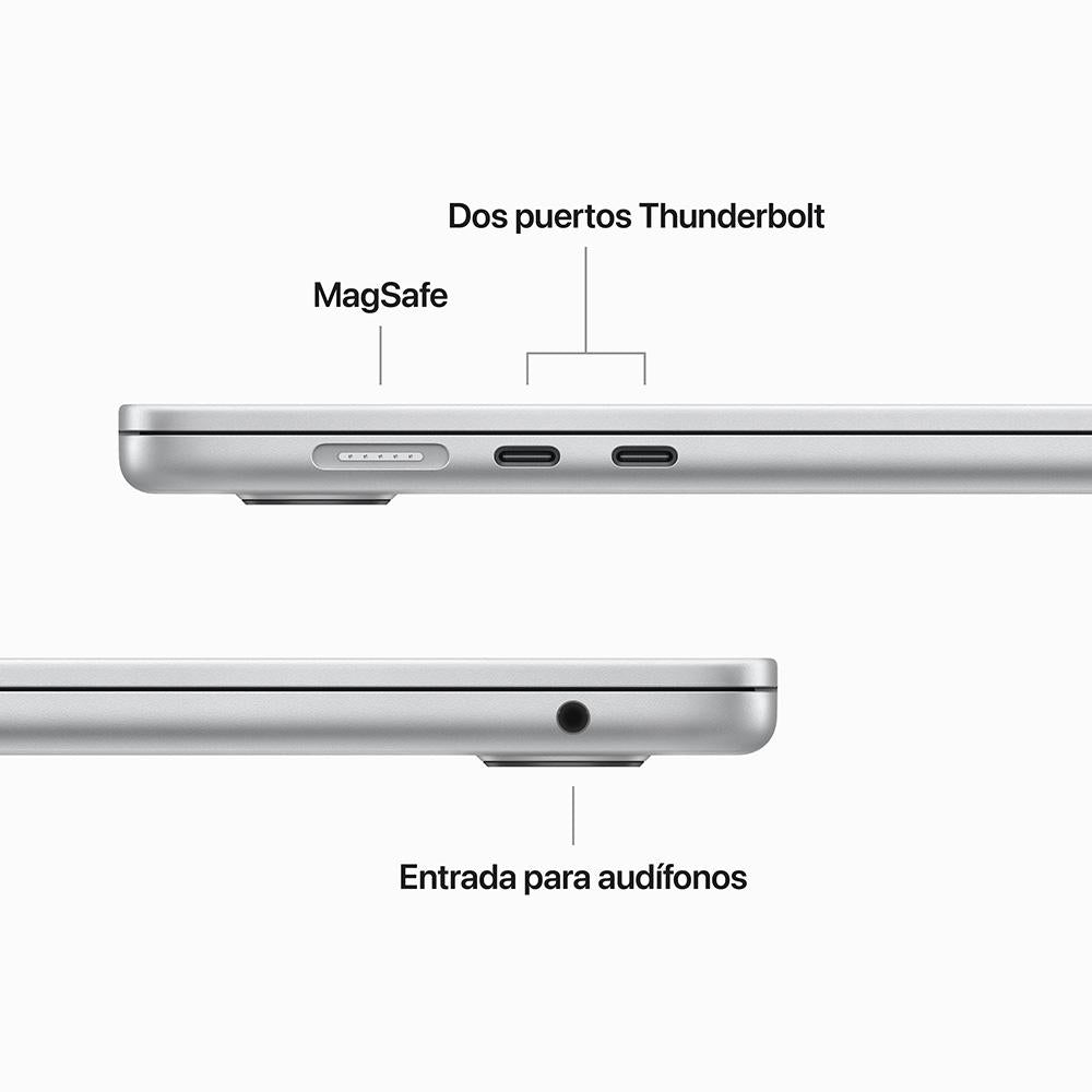 MacBook Air de 15 pulgadas: Chip M2 de Apple con CPU de ocho núcleos y GPU de diez núcleos, 256 GB SSD - Plata